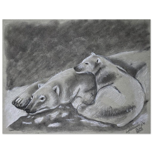 polar-bear-family-charcoal-sketch-canada-wildlife